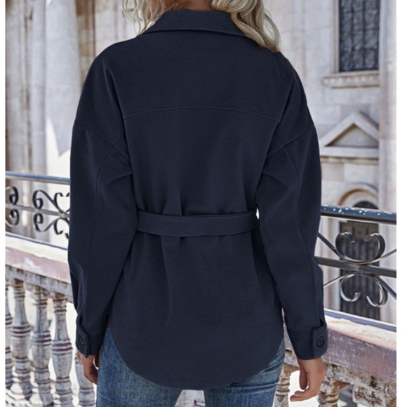 SHEIN - Solid Flap Pocket Belted Coat - Picture 5 of 7